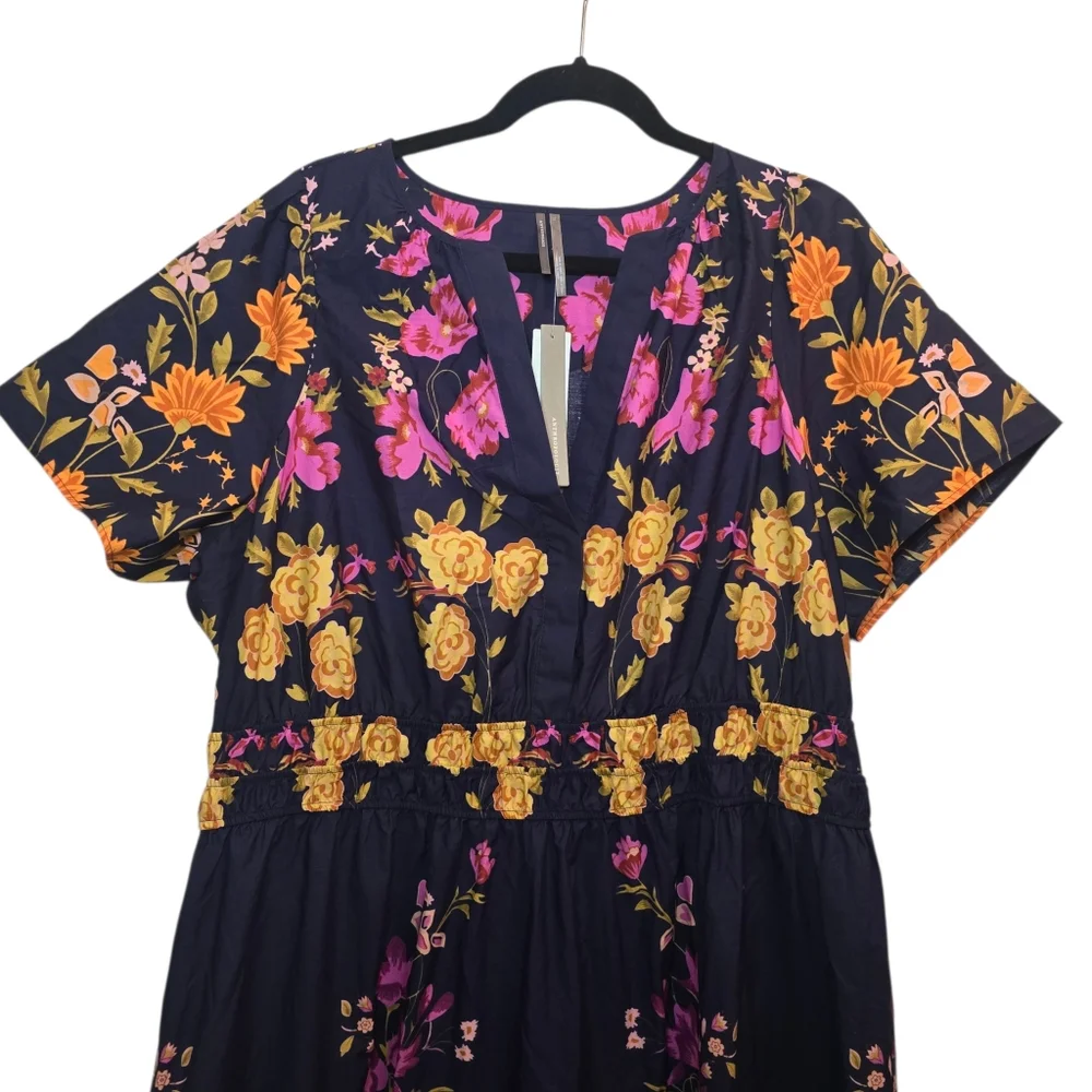 NWT Anthropologie The Somerset Maxi Dress Size 2X Navy Blue Blueberry Pockets - Picture 3 of 12